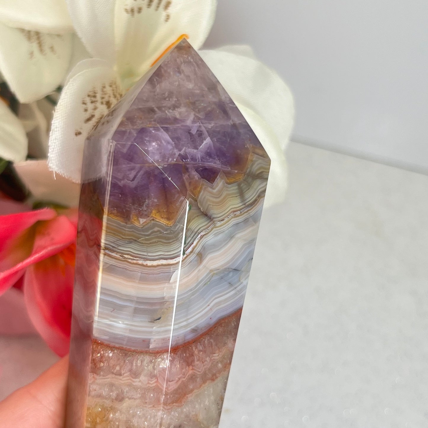 Mexican Agate x Amethyst Wand