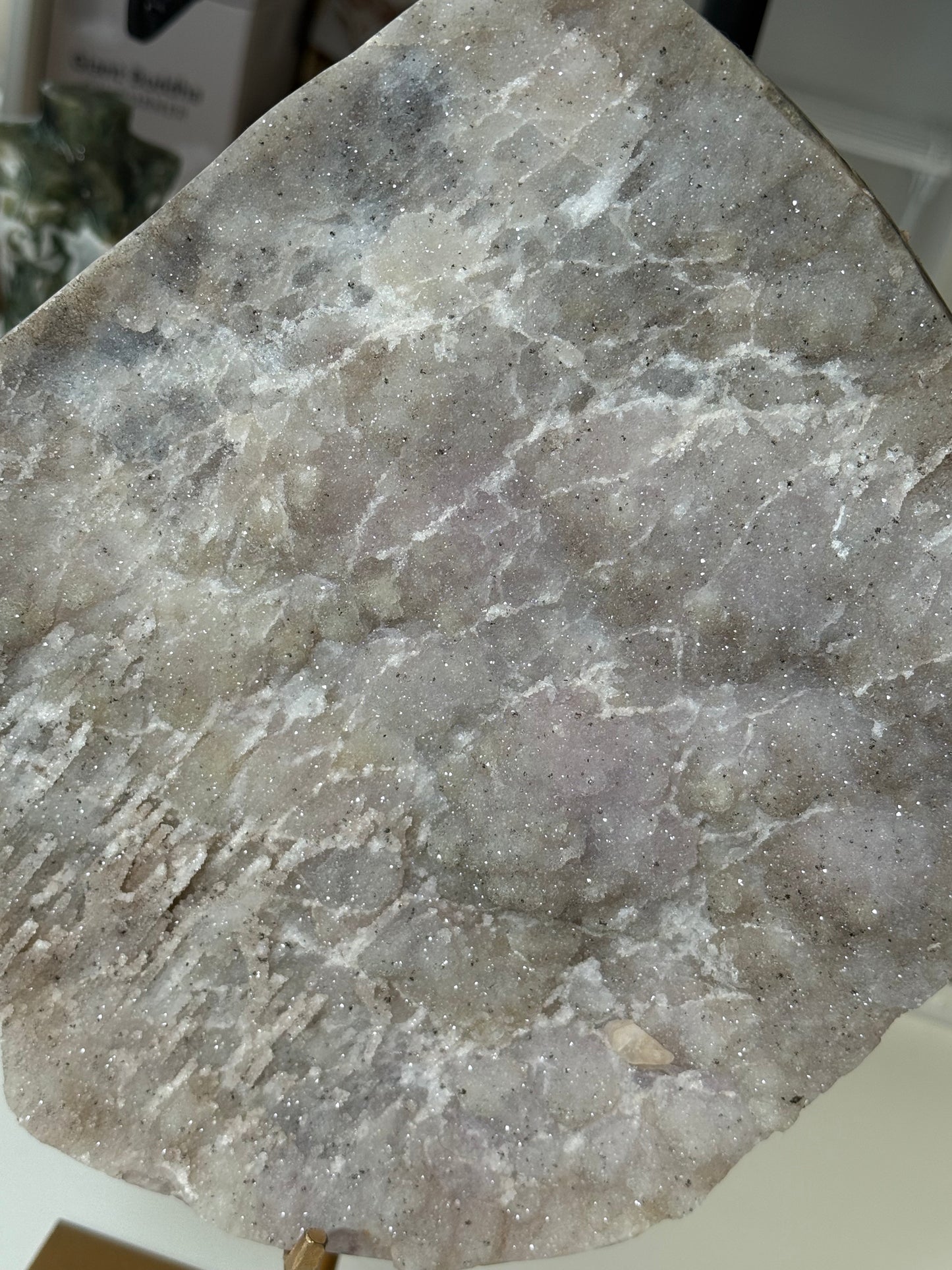 Rainbow Amethyst Cluster On Gold Stand