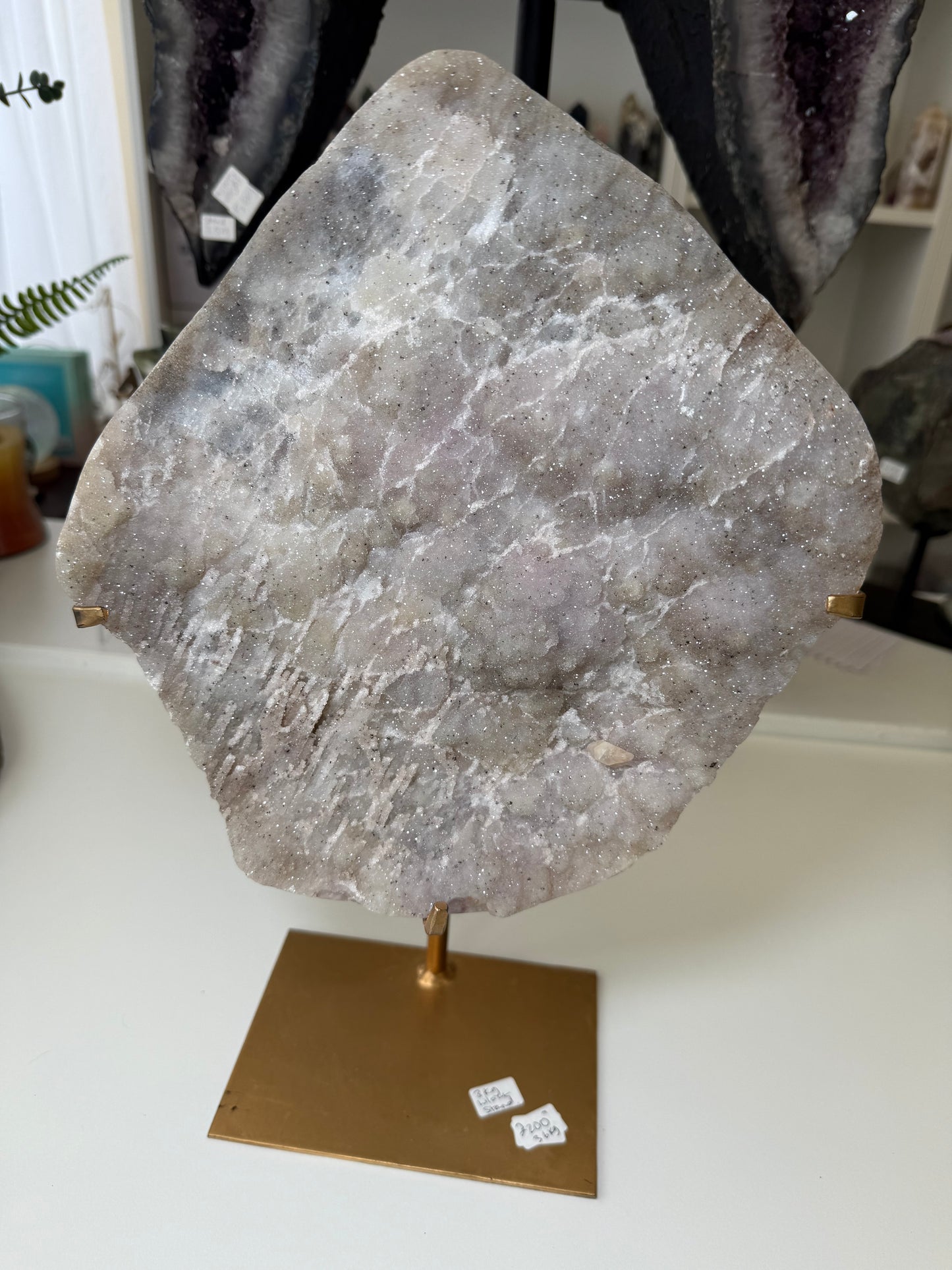 Rainbow Amethyst Cluster On Gold Stand