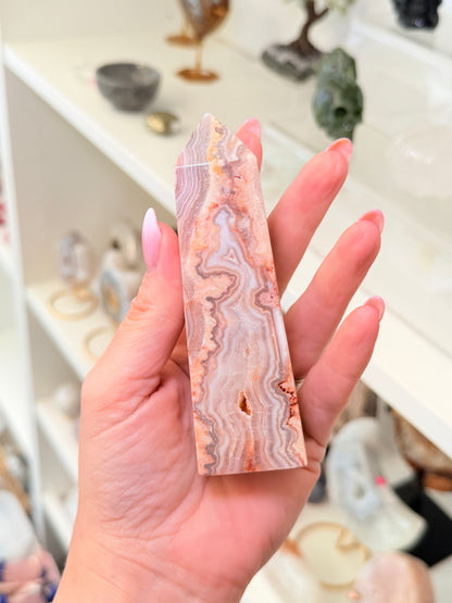 Pink Crazy Lace Agate Tower