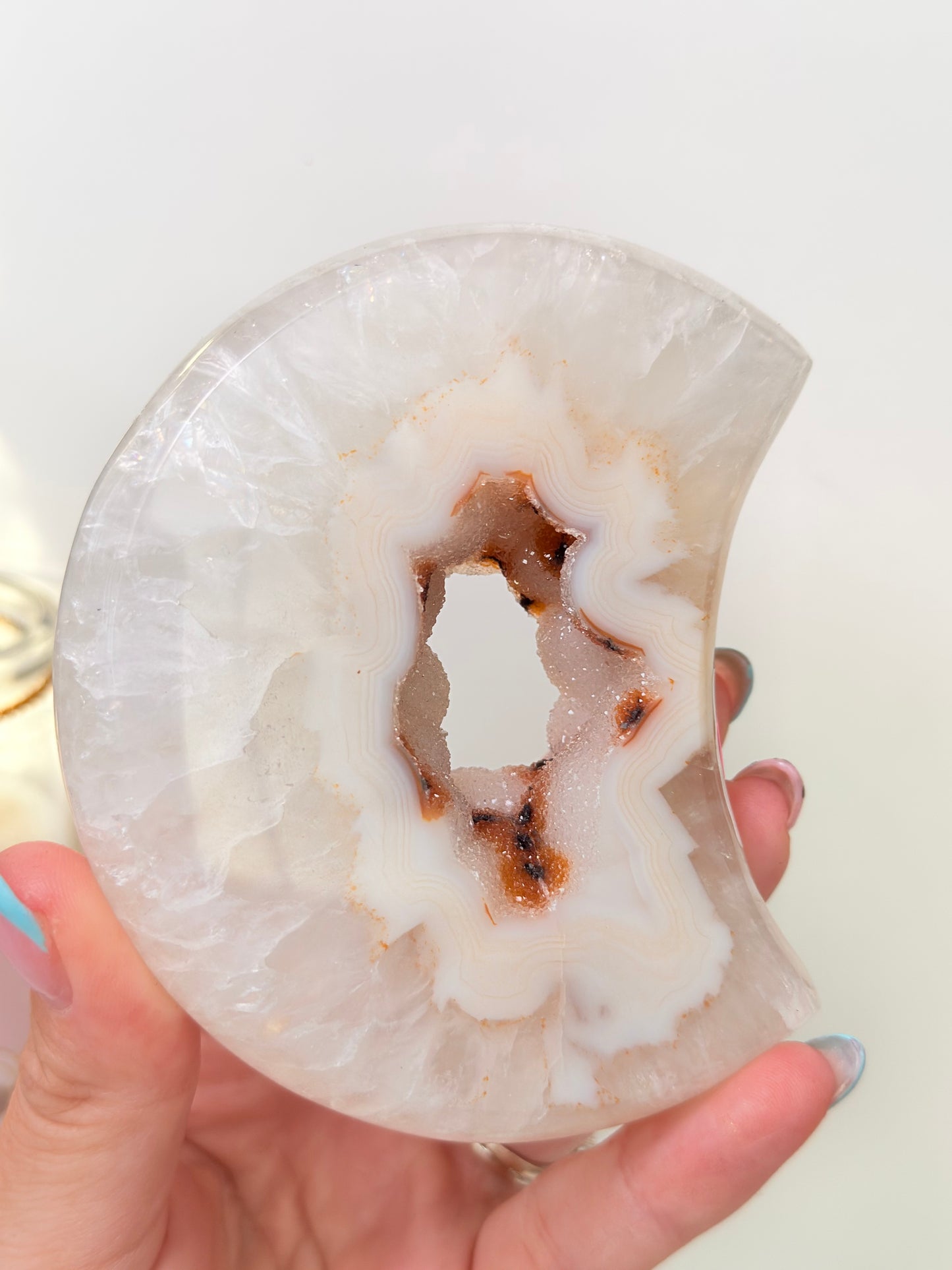 Brazilian Agate Moon On Stand