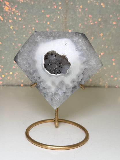 Brazilian Agate Diamond On Stand