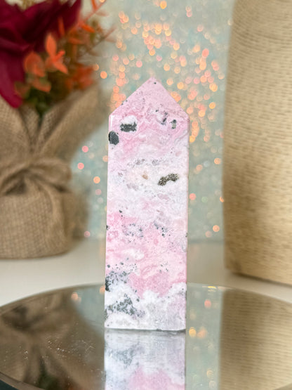 Peruvian Rhodonite Tower (With Quartz Clusters!)