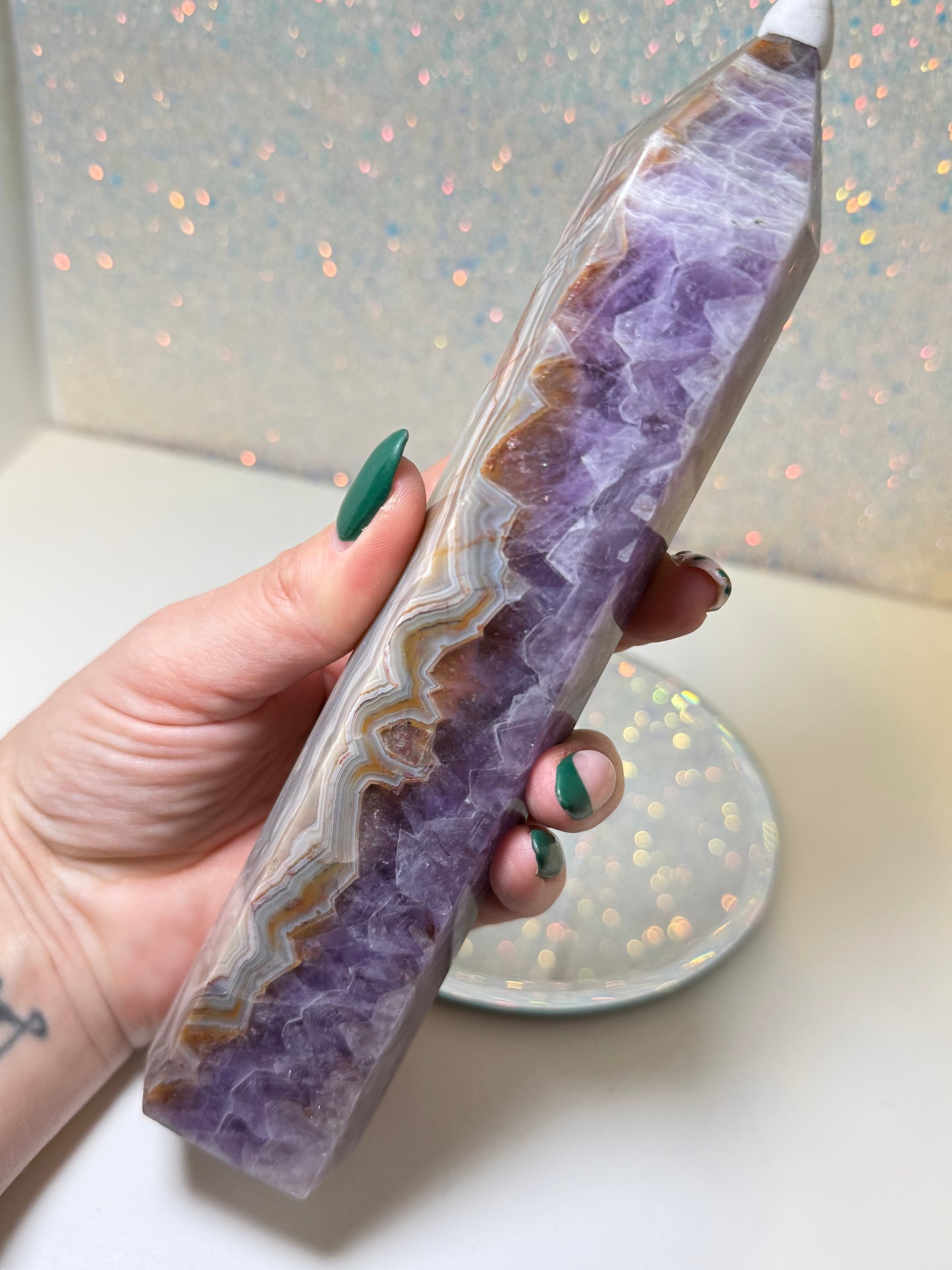 Amethyst / Mexican Lace Agate Large Point