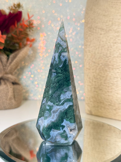 Moss Agate Diamond Point