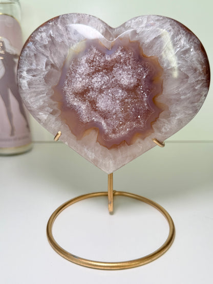 Large Brazilian Agate Heart With Stand