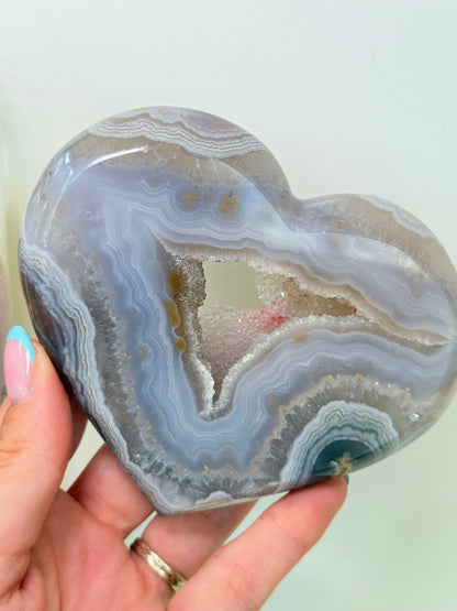 Brazilian Agate Heart On Stand