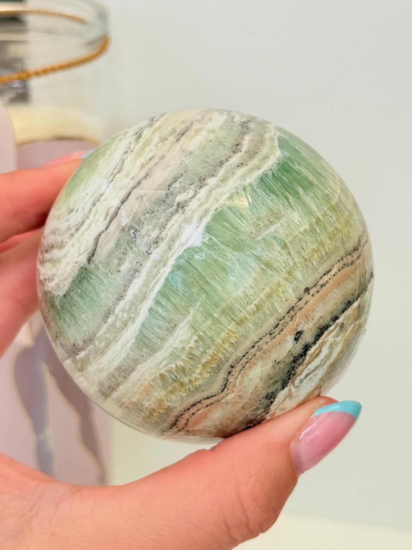 Kiwi Calcite Sphere