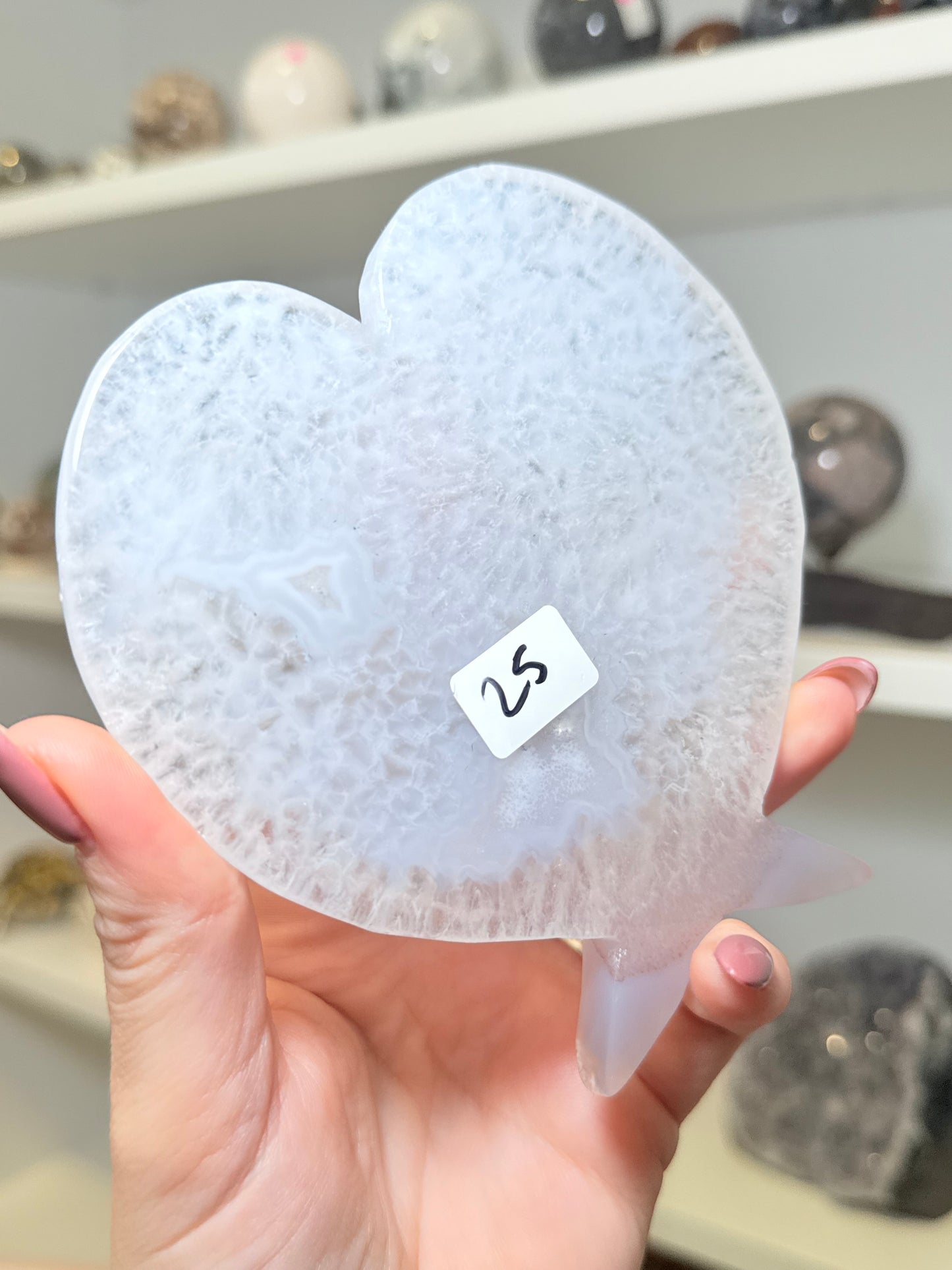 Druzy Agate Heart Wings On Stand