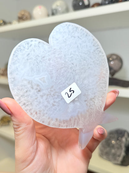 Druzy Agate Heart Wings On Stand