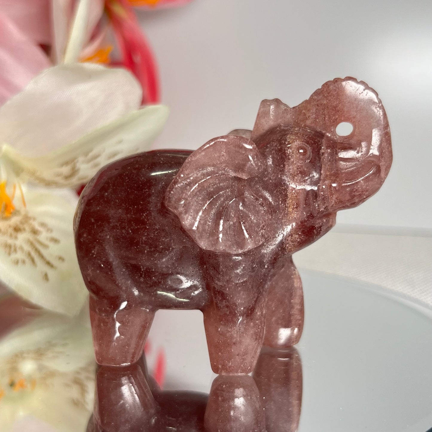 Strawberry Quartz Elephant