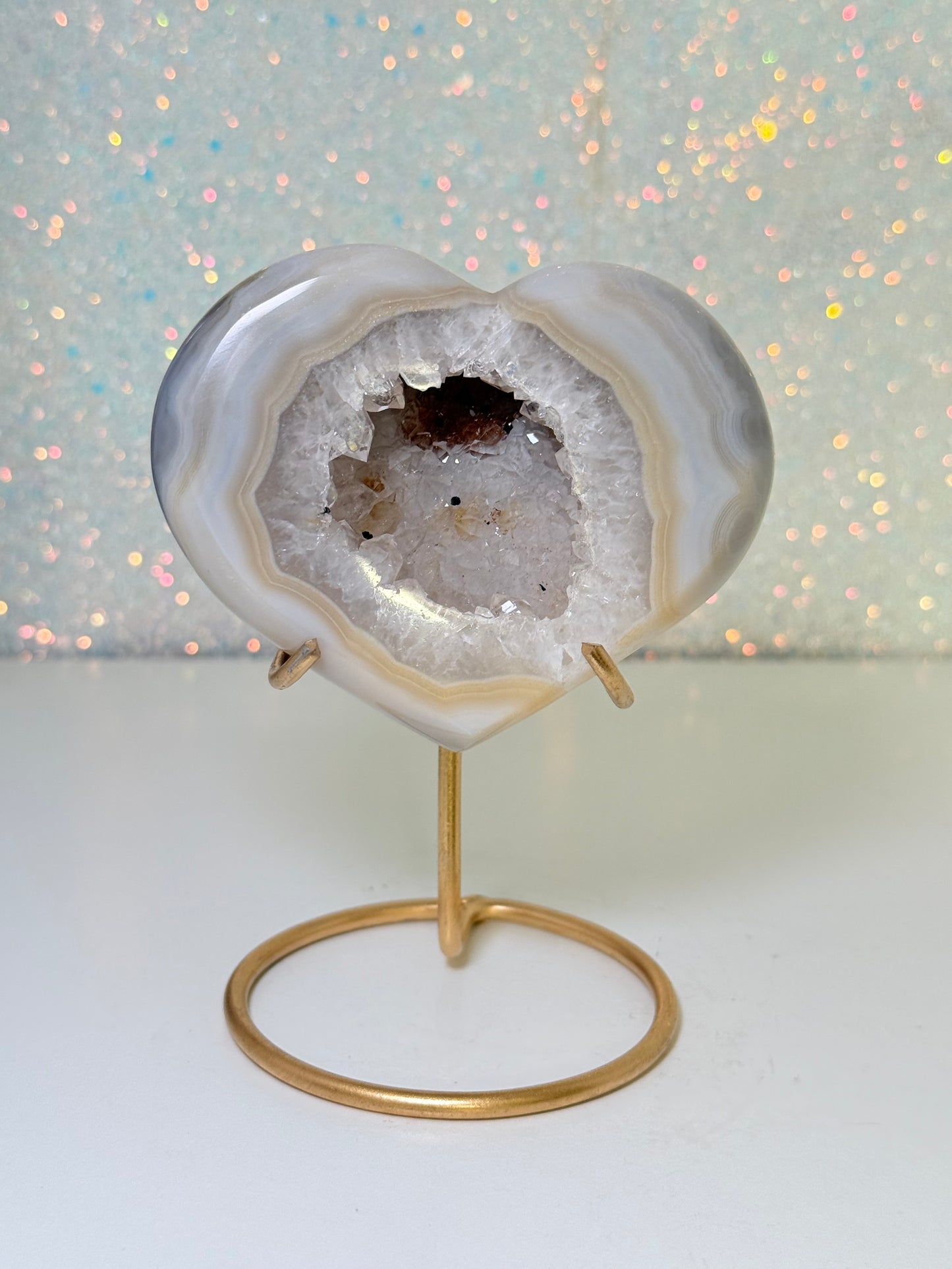 Brazilian Agate Heart On Stand