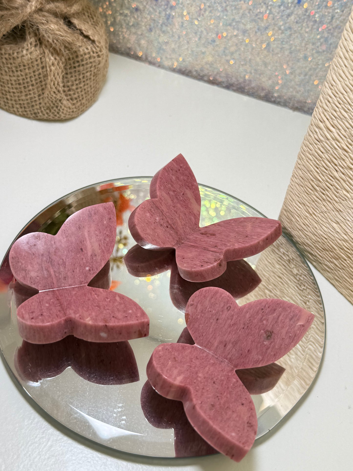 Pink Petrified Wood 3D Butterflies