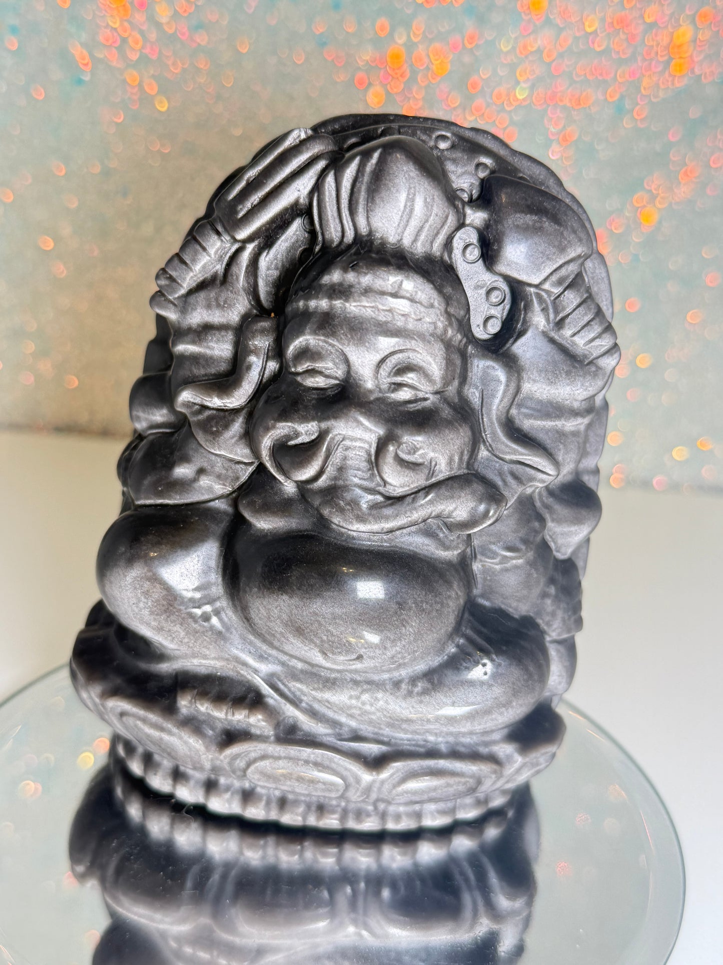 Large Silver Sheen Obsidian Ganesha