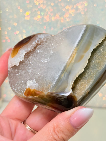 Brazilian Agate Heart On Stand