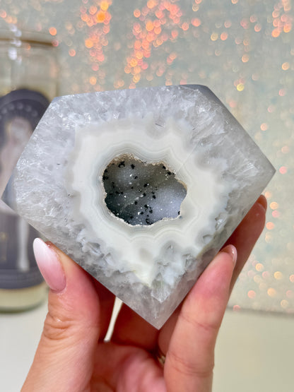 Brazilian Agate Diamond On Stand