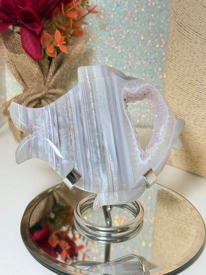 Druzy Agate Fish With Stand