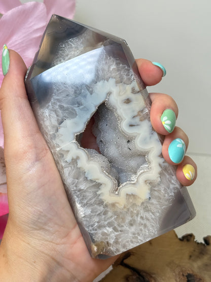 Large Druzy Agate Tower