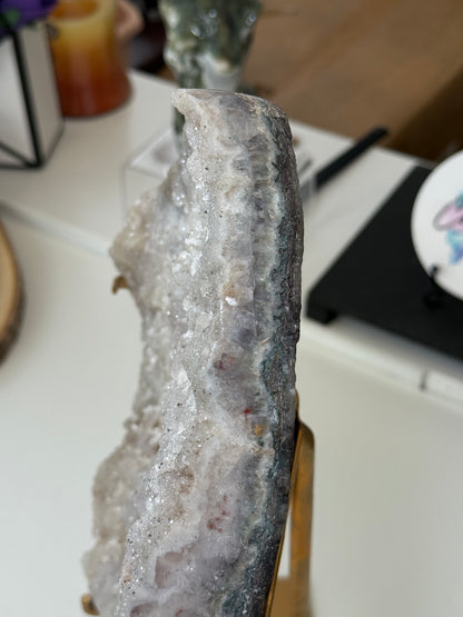 Rainbow Amethyst Cluster On Gold Stand