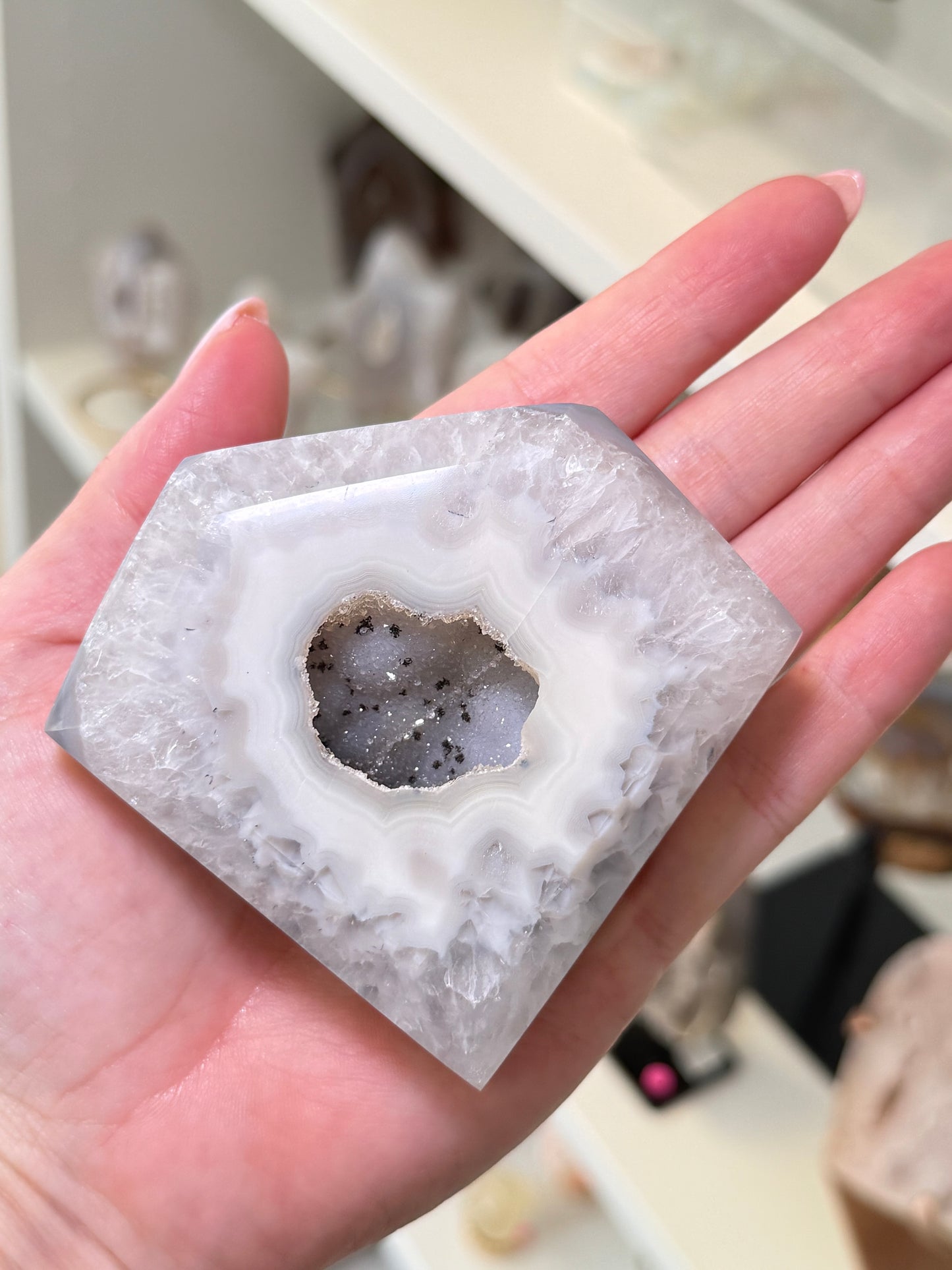 Brazilian Agate Diamond On Stand