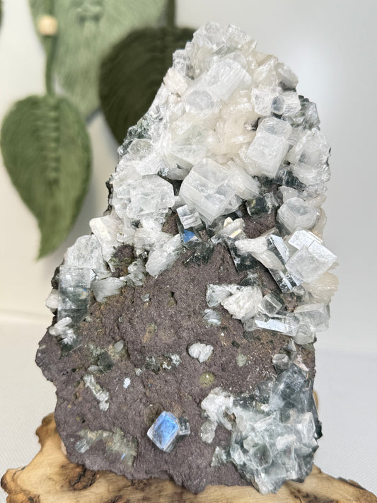 Large Part Green Apophyllite With Stilbite
