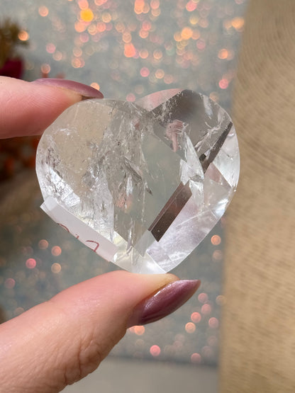 Faceted Clear Quartz Heart