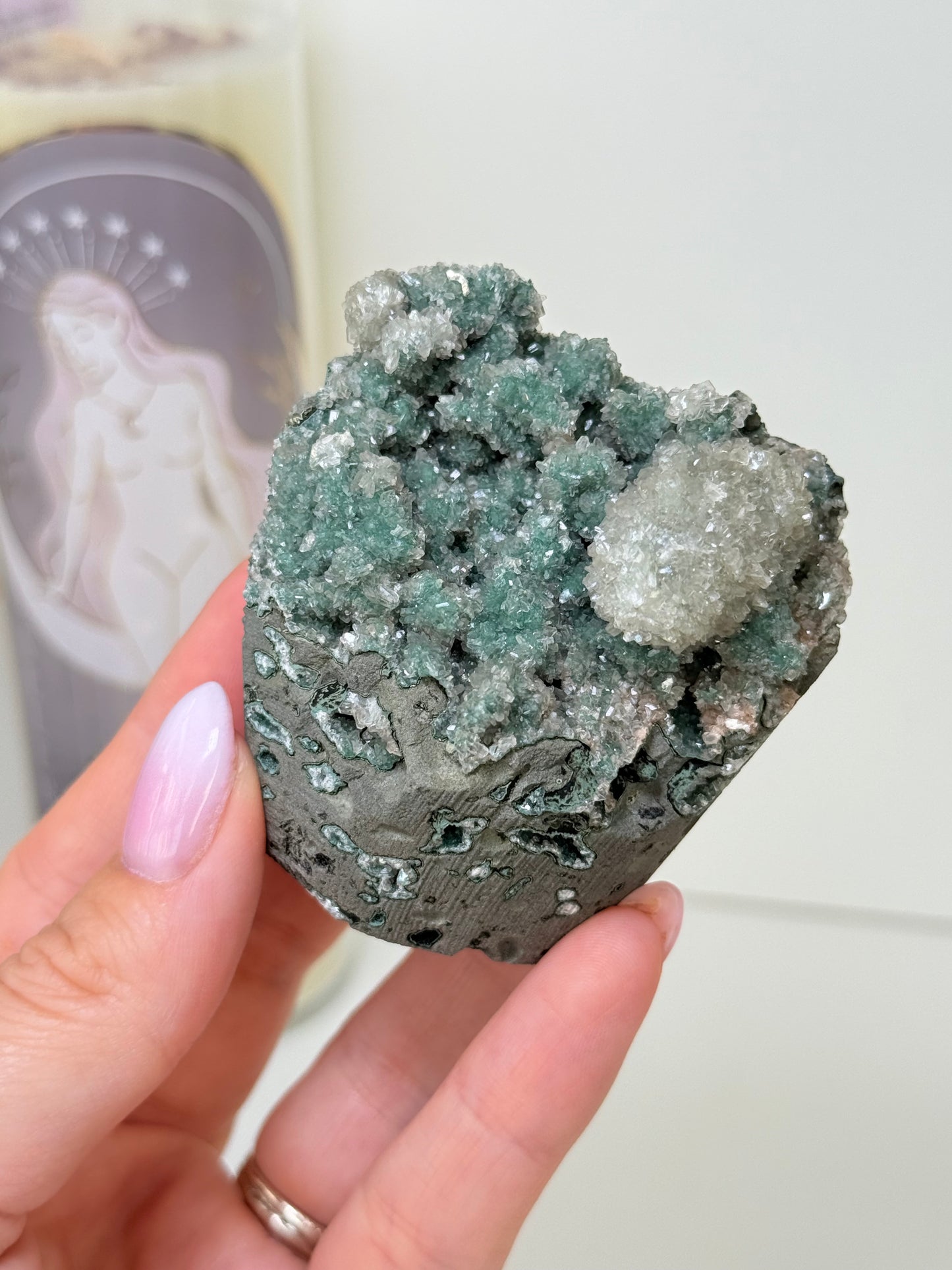 Calcite Coated Green Heulandite