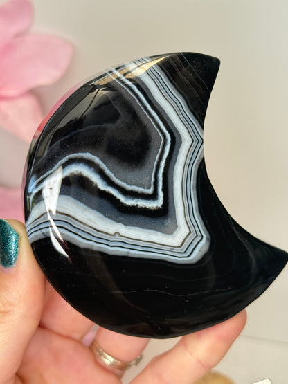 Black Banded Agate Moon