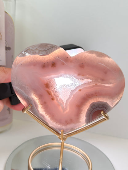 Brazilian Agate Heart On Stand