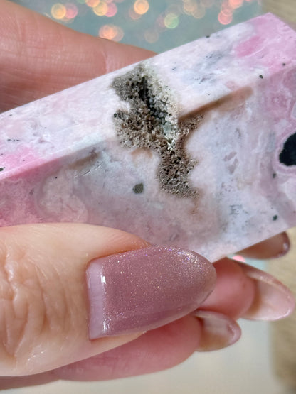 Peruvian Rhodonite Tower (With Quartz Clusters!)