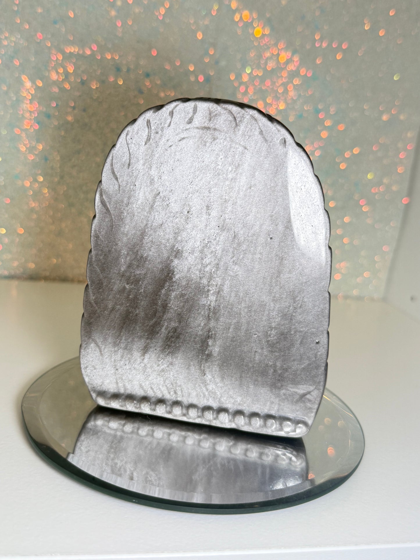 Large Silver Sheen Obsidian Ganesha