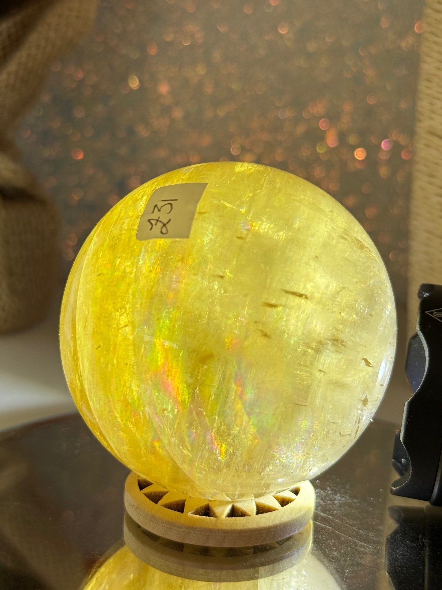 Honey Iceland Spar Sphere