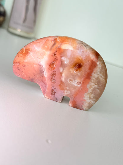 Pink Plume Agate Zuni Bear