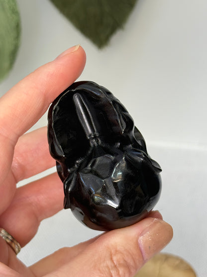 Black Obsidian Bearded Skull