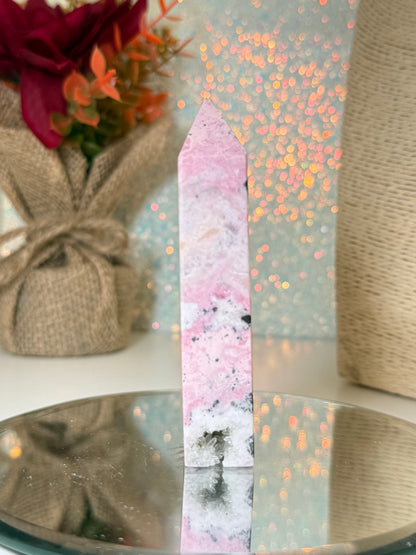 Peruvian Rhodonite Tower (With Quartz Clusters!)