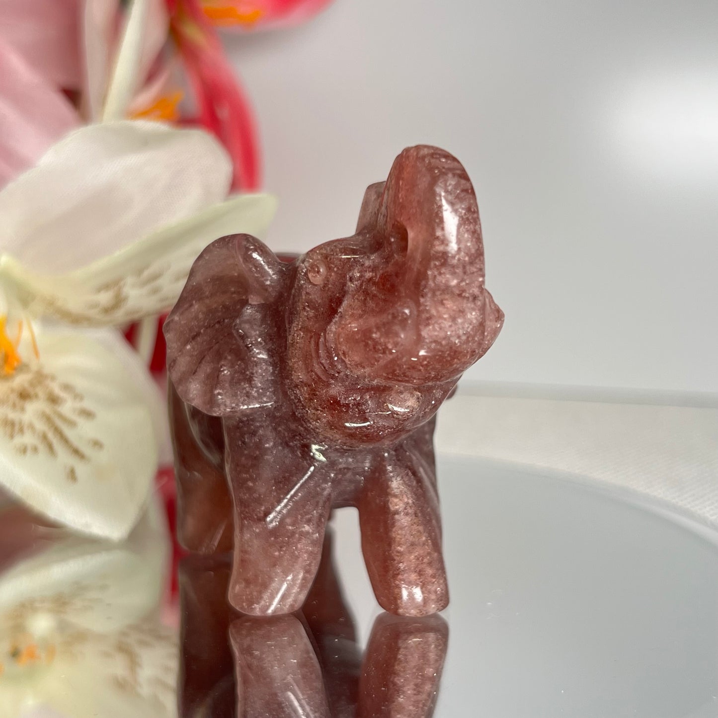 Strawberry Quartz Elephant