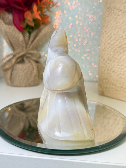 Agate Dolphin Carving On Wave
