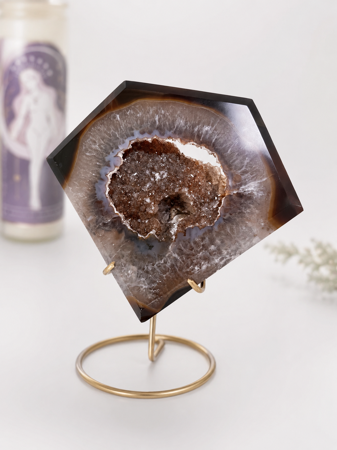 Brazilian Agate Diamond On Stand