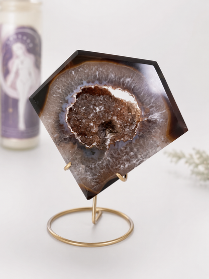 Brazilian Agate Diamond On Stand