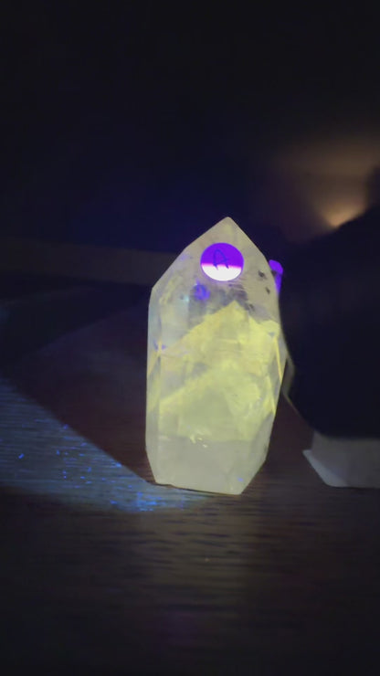 Brazilian Powellite Quartz Point (UV Reactive)