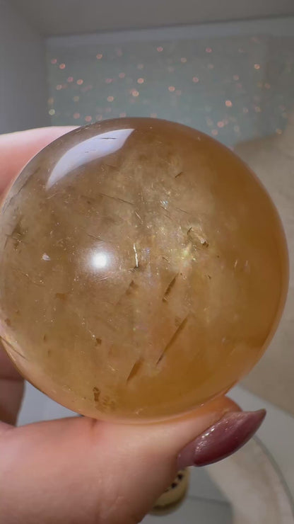 Honey Iceland Spar Sphere