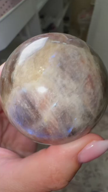 Moonstone With Sunstone Sphere (Super Flashy!)