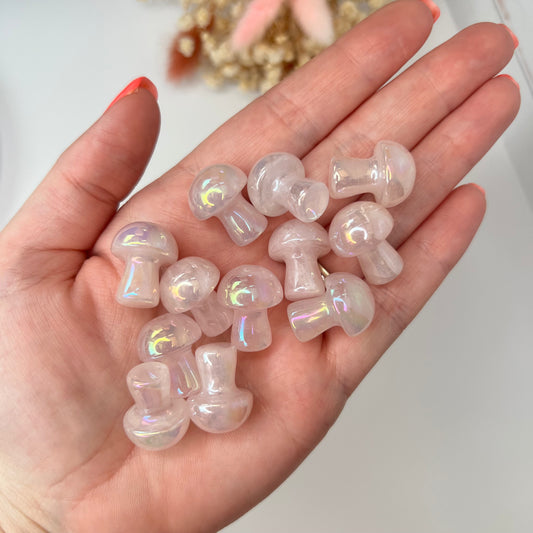 Aura Rose Quartz Mushrooms