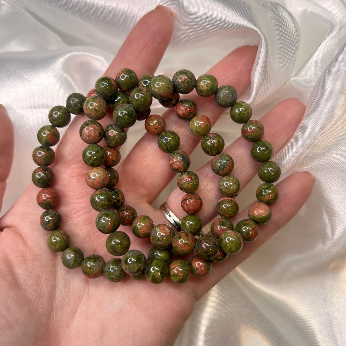 Unakite Bead Bracelet