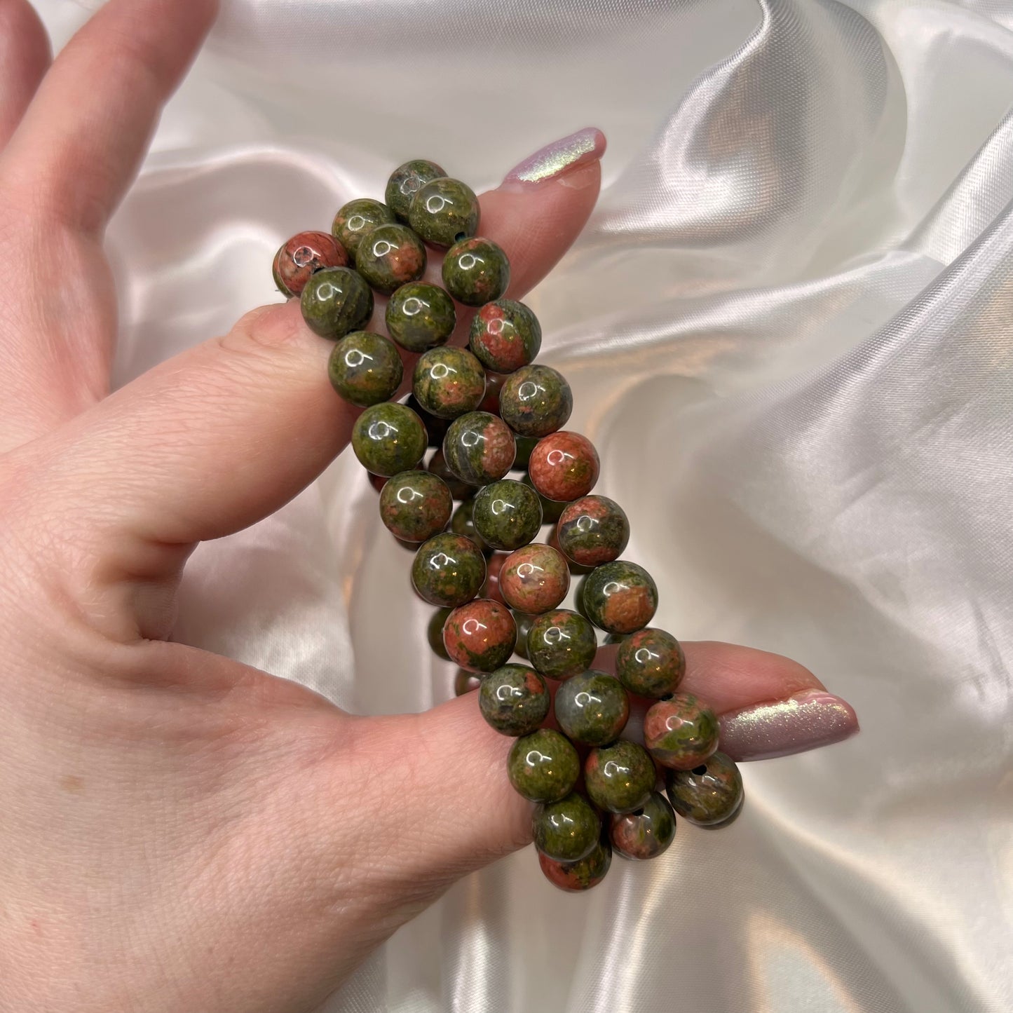 Unakite Bead Bracelet