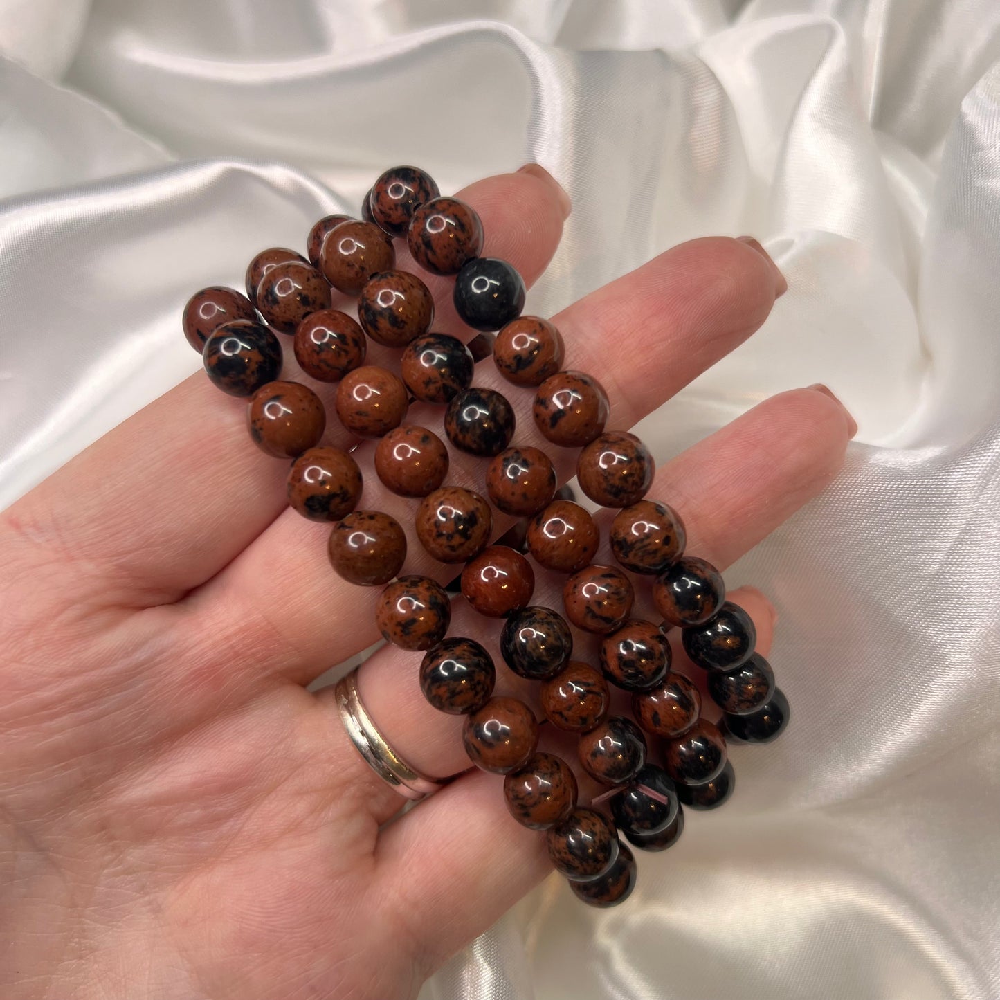 Red Obsidian Bead Bracelet