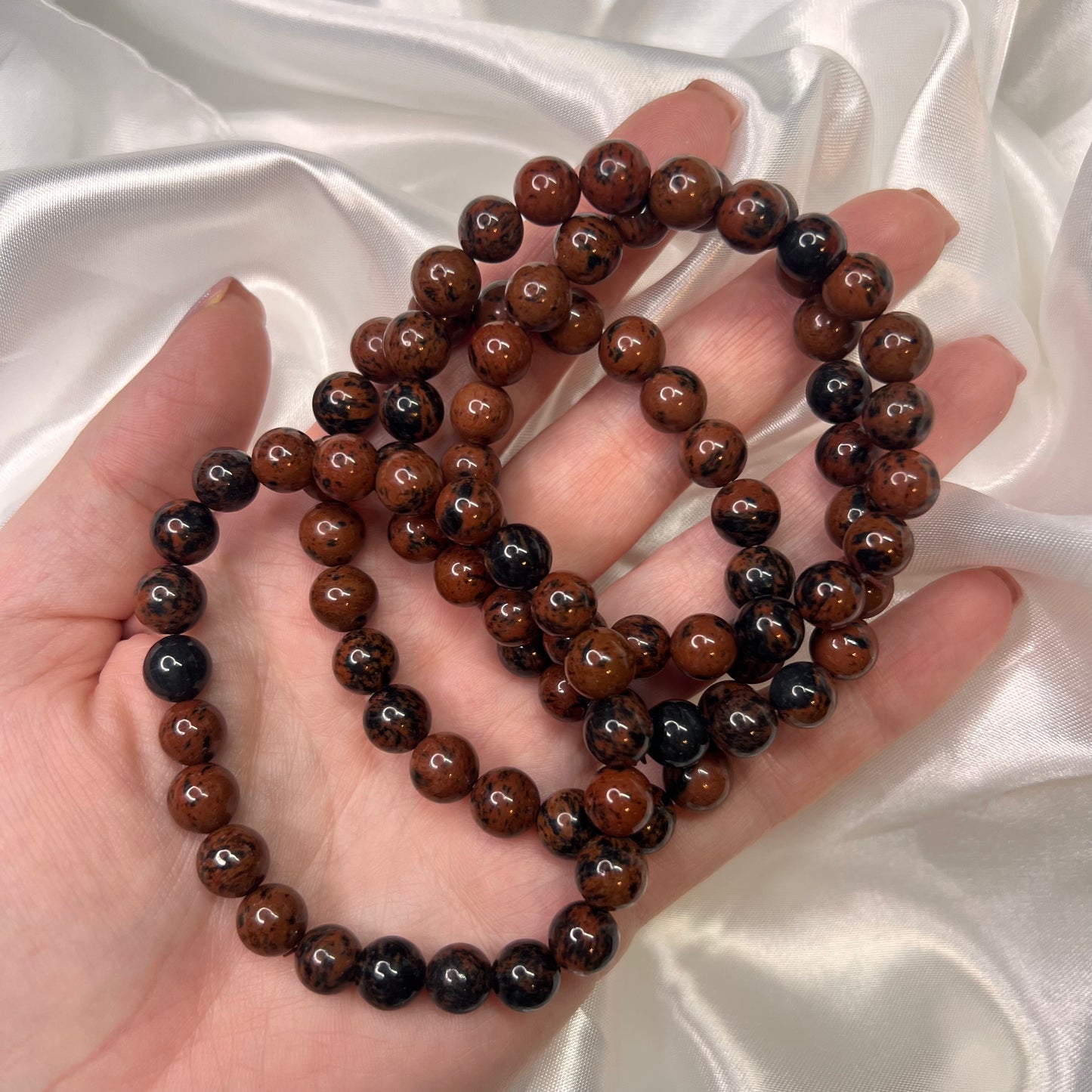 Red Obsidian Bead Bracelet