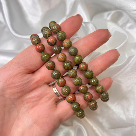 Unakite Bead Bracelet